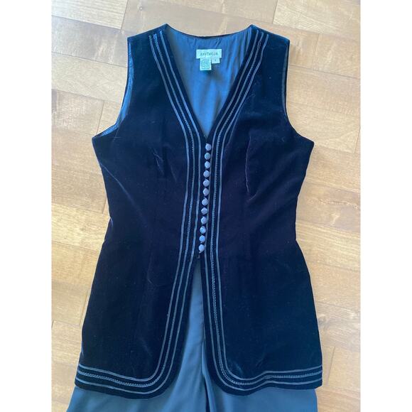 Vintage Ann Taylor Dressy Hoilday Black Velvet Vest Jumpsuit size 6 - Picture 5 of 12